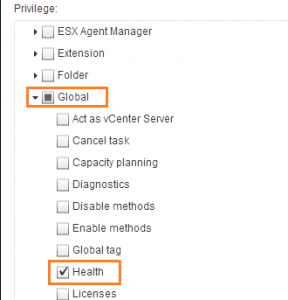 vCenter role for vCops with Health